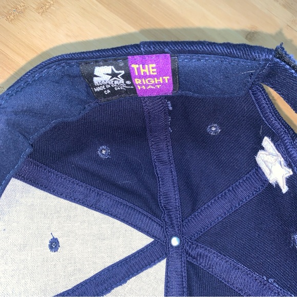 Starter Hat Cap Kelowna Ogopogo Canada Metal Hook & Loop Closure Navy Beige - Picture 5 of 6